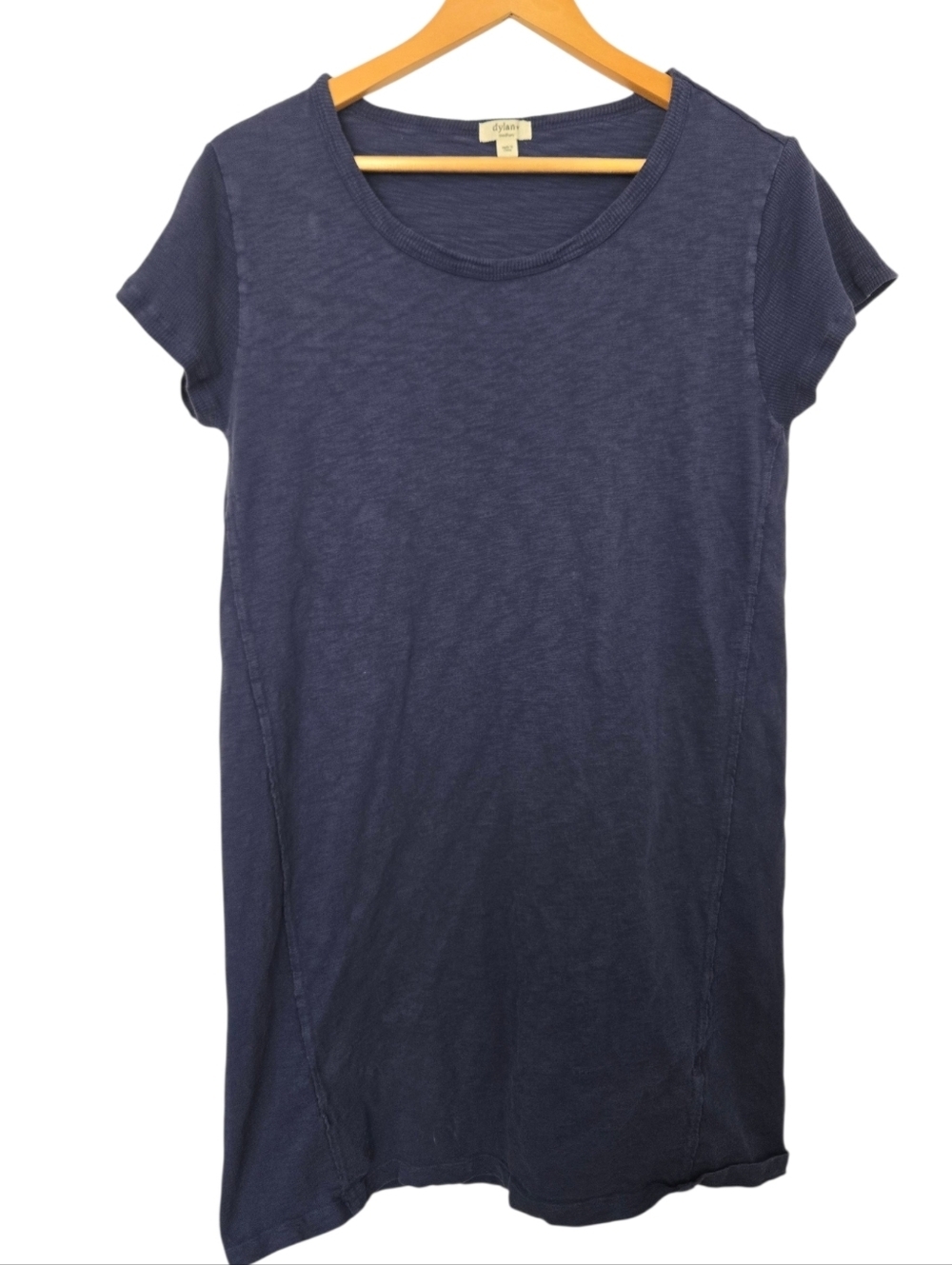 💙 Dylan Navy Tee Dress – Mixed Texture Short Sleeve Casual Knit Dress Size M